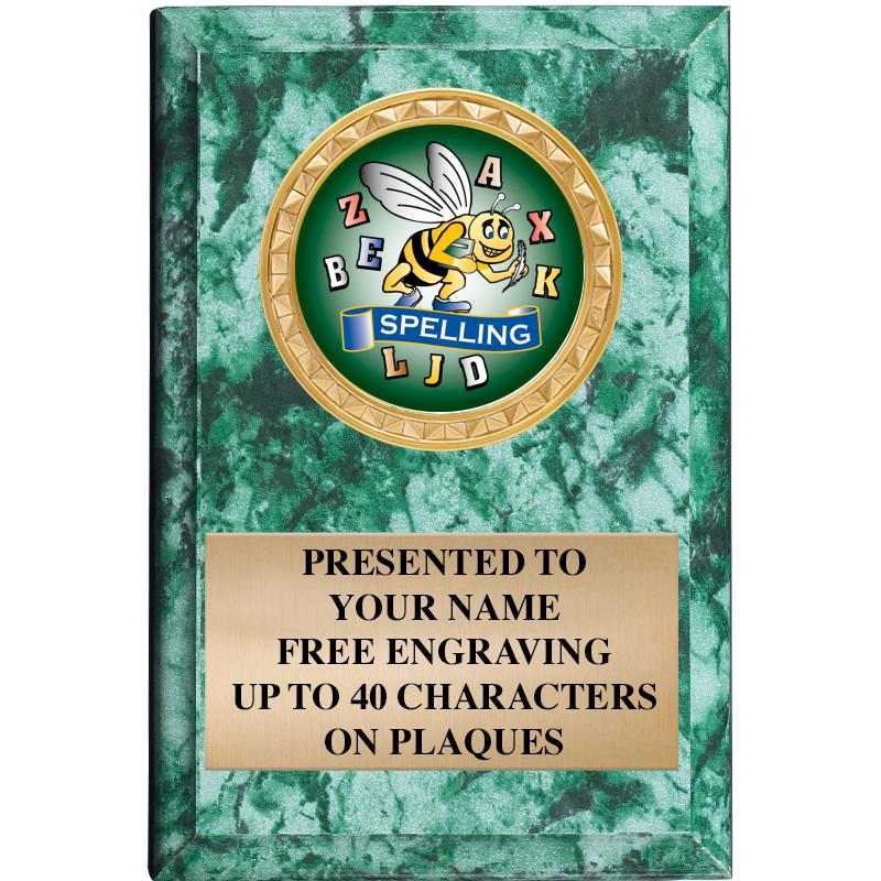 4" X 6" GREEN MBL INSERT PLQ