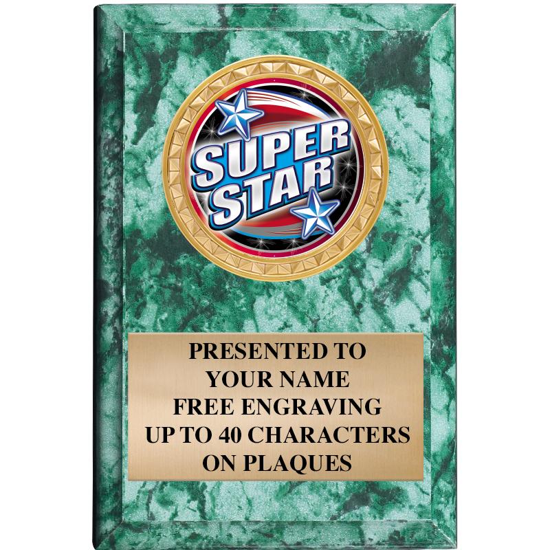 4" X 6" GREEN MBL INSERT PLQ