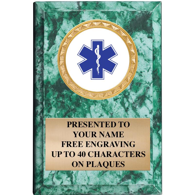 4" X 6" GREEN MBL INSERT PLQ