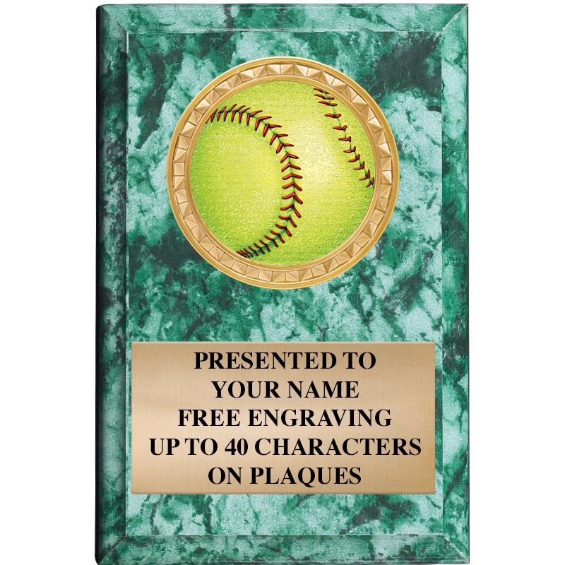 4" X 6" GREEN MBL INSERT PLQ