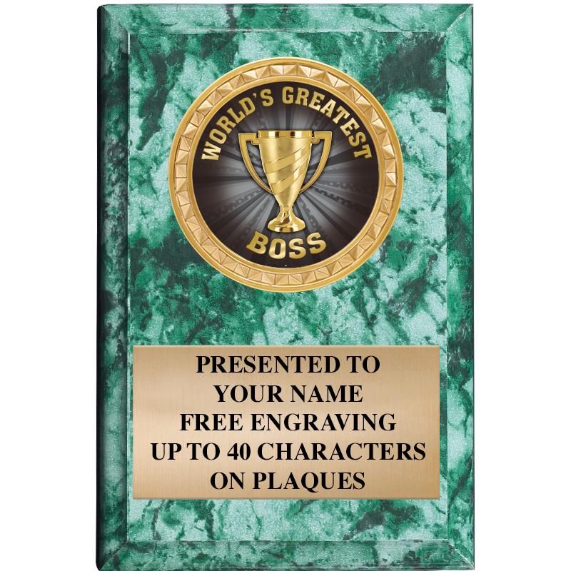 4" X 6" GREEN MBL INSERT PLQ