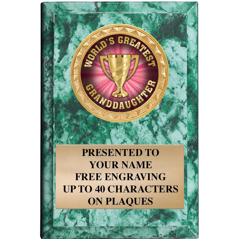 4" X 6" GREEN MBL INSERT PLQ