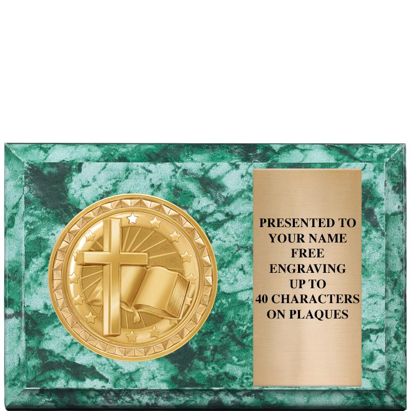 6" X 4" GREEN MBL INSERT PLQ