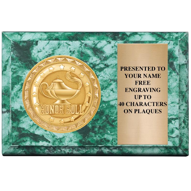 6" X 4" GREEN MBL INSERT PLQ