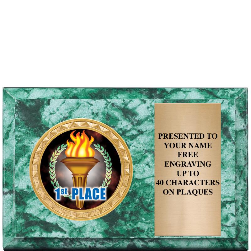 6" X 4" GREEN MBL INSERT PLQ