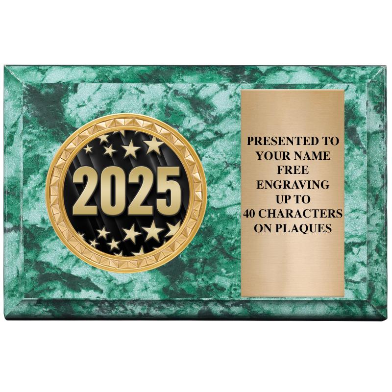 6" X 4" GREEN MBL INSERT PLQ