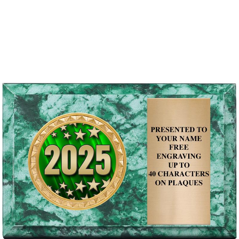 6" X 4" GREEN MBL INSERT PLQ