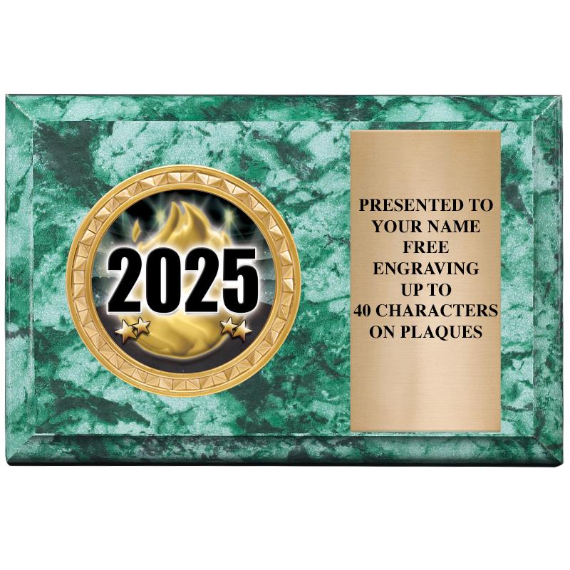 6" X 4" GREEN MBL INSERT PLQ