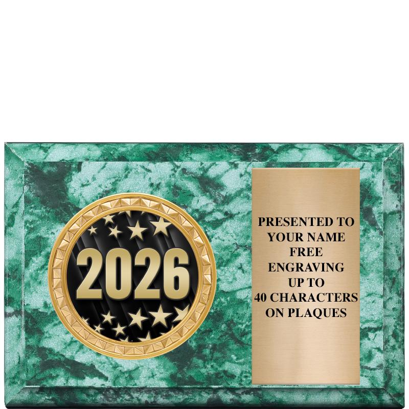 6" X 4" GREEN MBL INSERT PLQ