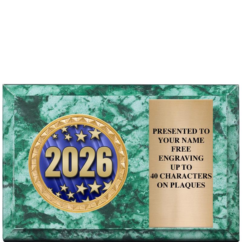 6" X 4" GREEN MBL INSERT PLQ