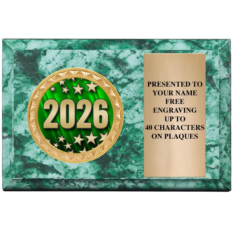 6" X 4" GREEN MBL INSERT PLQ