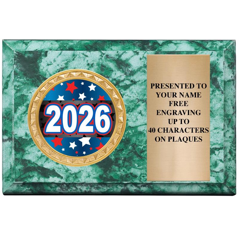 6" X 4" GREEN MBL INSERT PLQ