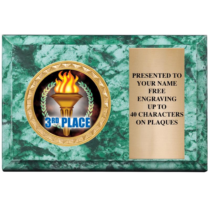 6" X 4" GREEN MBL INSERT PLQ