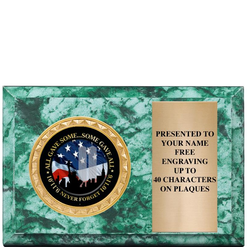 6" X 4" GREEN MBL INSERT PLQ