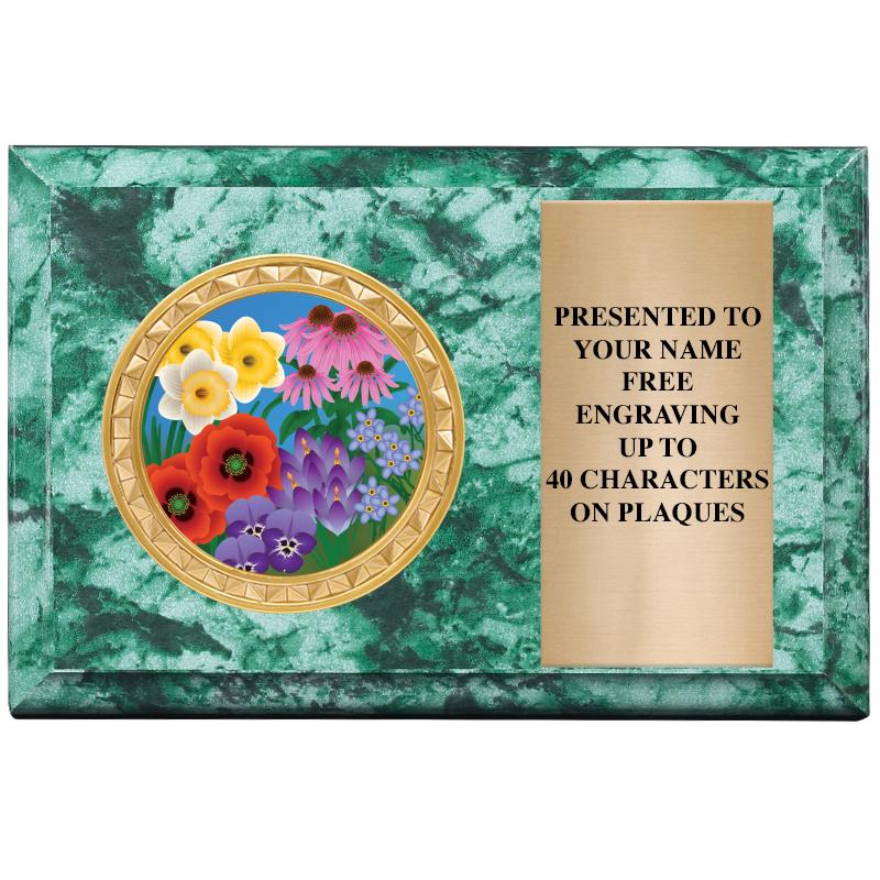 6" X 4" GREEN MBL INSERT PLQ