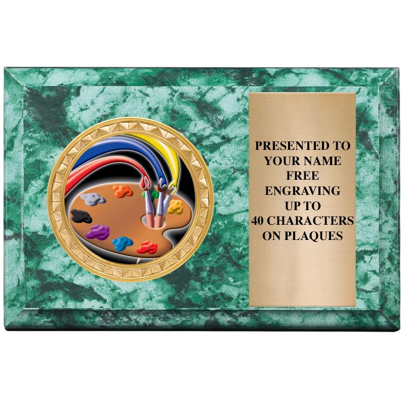 6" X 4" GREEN MBL INSERT PLQ