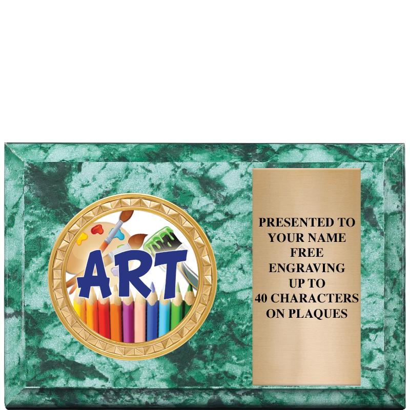 6" X 4" GREEN MBL INSERT PLQ