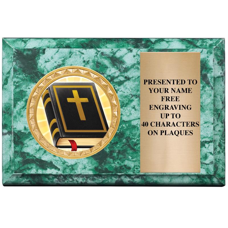 6" X 4" GREEN MBL INSERT PLQ