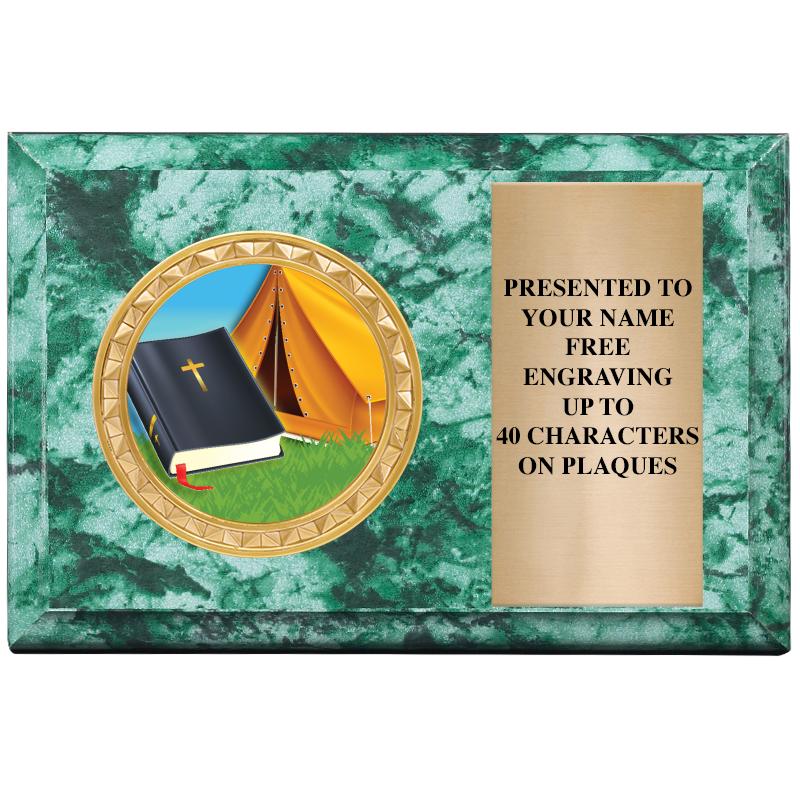 6" X 4" GREEN MBL INSERT PLQ