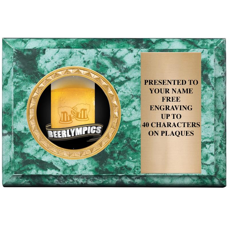 6" X 4" GREEN MBL INSERT PLQ