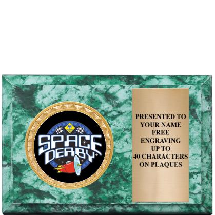 6" X 4" GREEN MBL INSERT PLQ