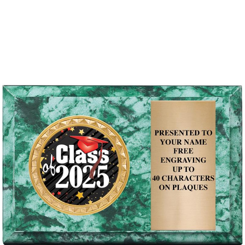 6" X 4" GREEN MBL INSERT PLQ