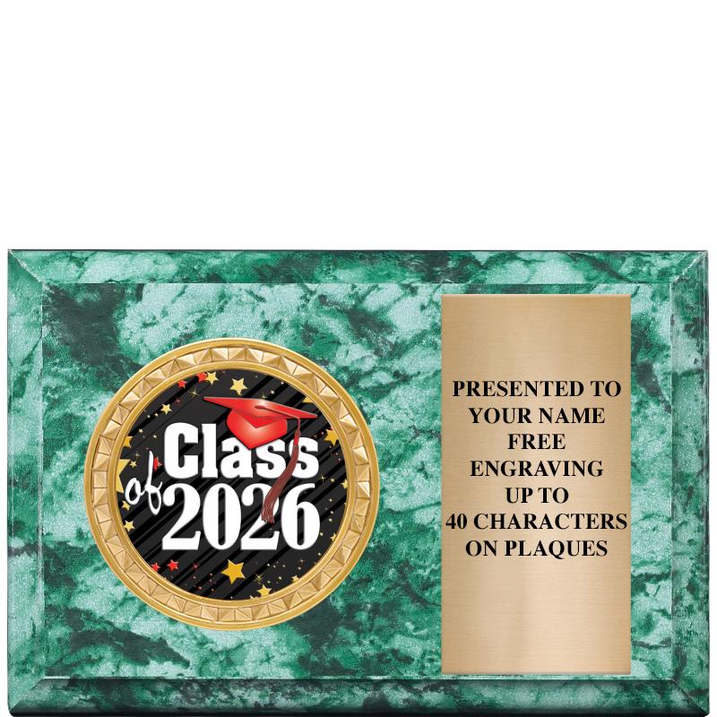 6" X 4" GREEN MBL INSERT PLQ