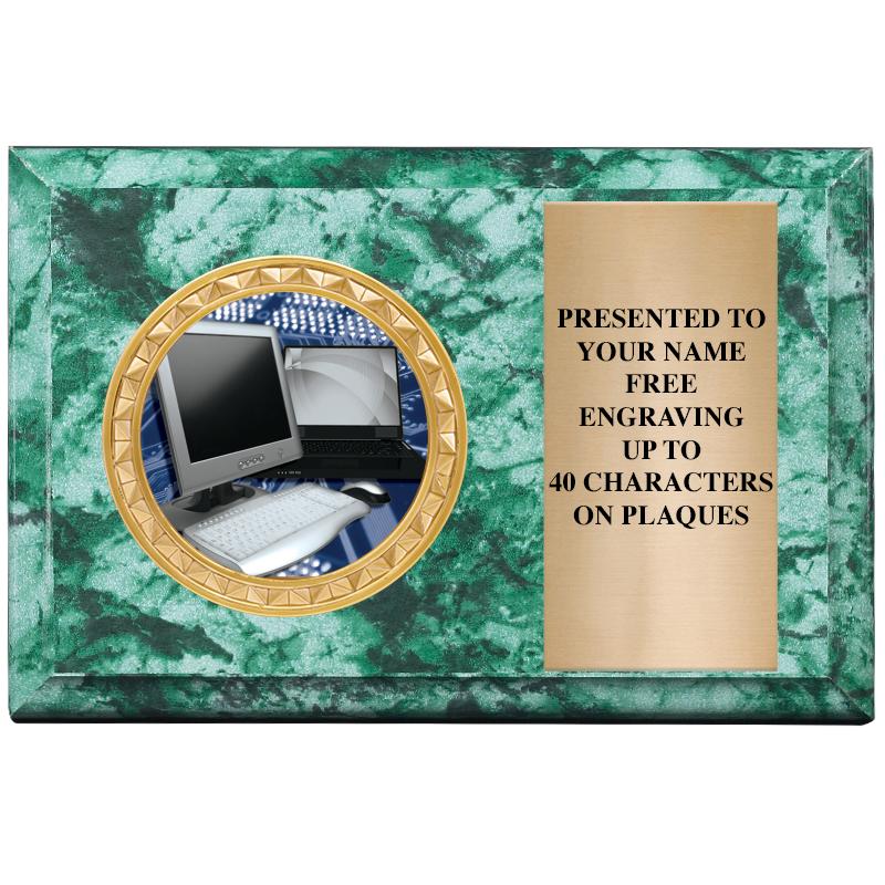 6" X 4" GREEN MBL INSERT PLQ