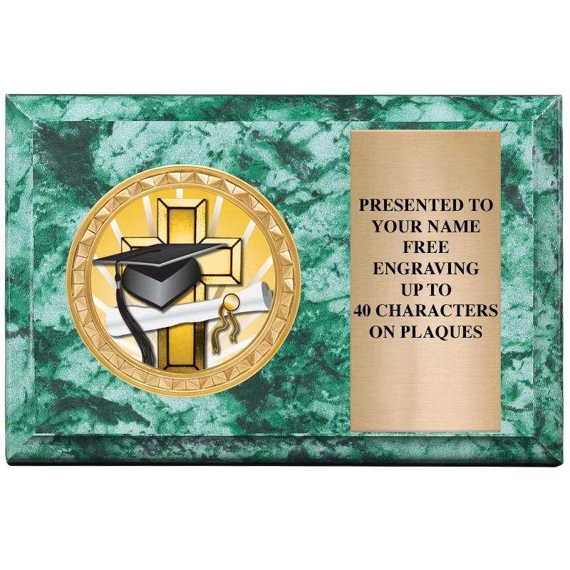 6" X 4" GREEN MBL INSERT PLQ