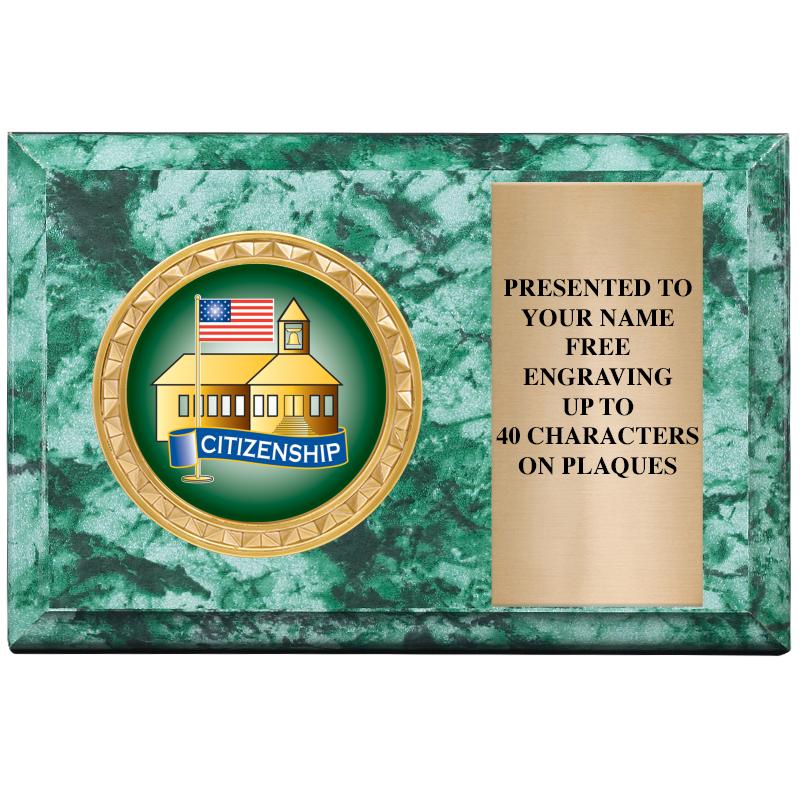 6" X 4" GREEN MBL INSERT PLQ