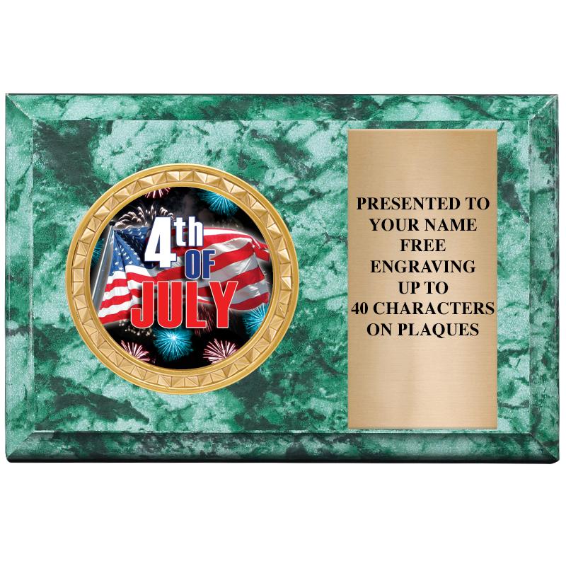 6" X 4" GREEN MBL INSERT PLQ