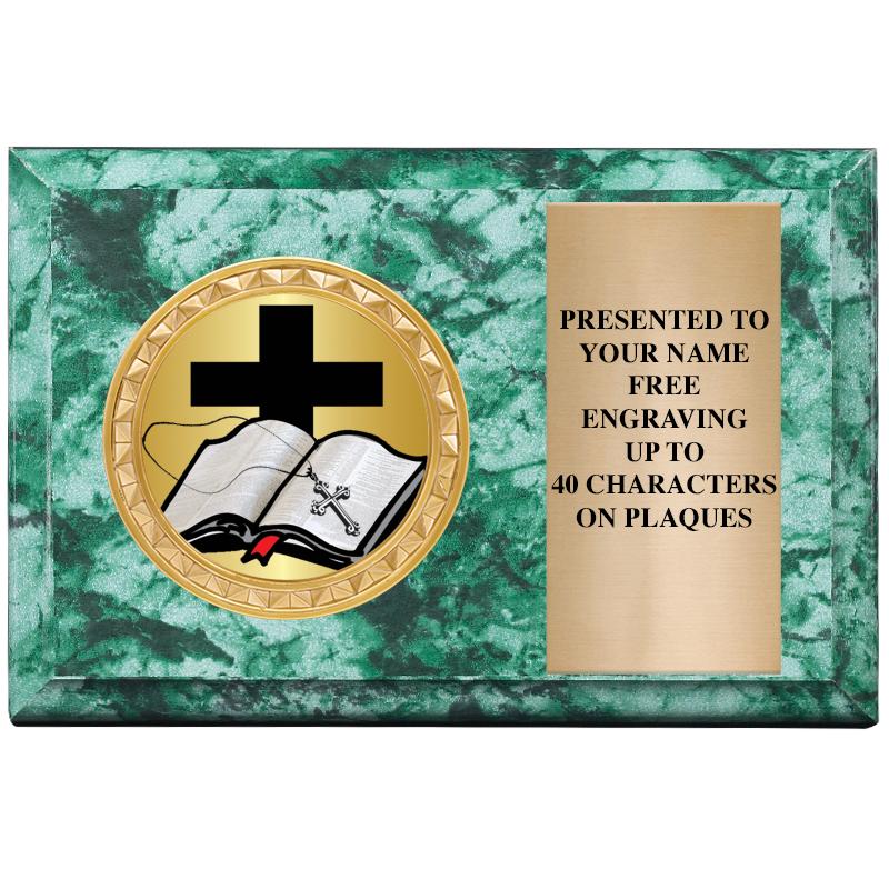 6" X 4" GREEN MBL INSERT PLQ