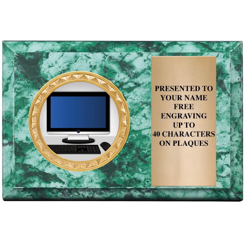 6" X 4" GREEN MBL INSERT PLQ