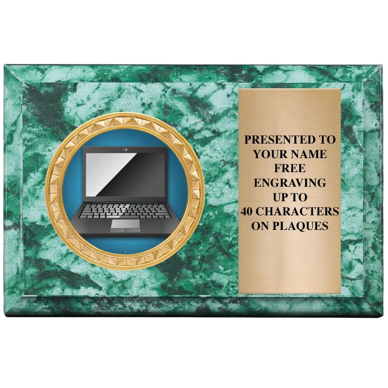 6" X 4" GREEN MBL INSERT PLQ