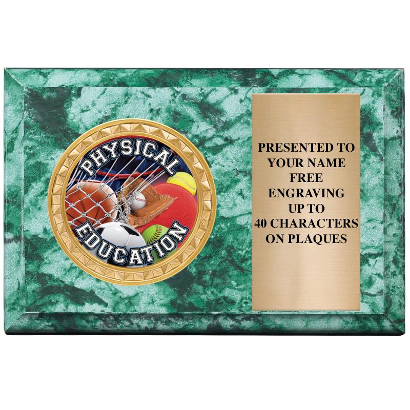 6" X 4" GREEN MBL INSERT PLQ