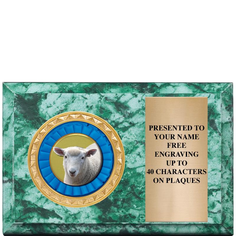 6" X 4" GREEN MBL INSERT PLQ