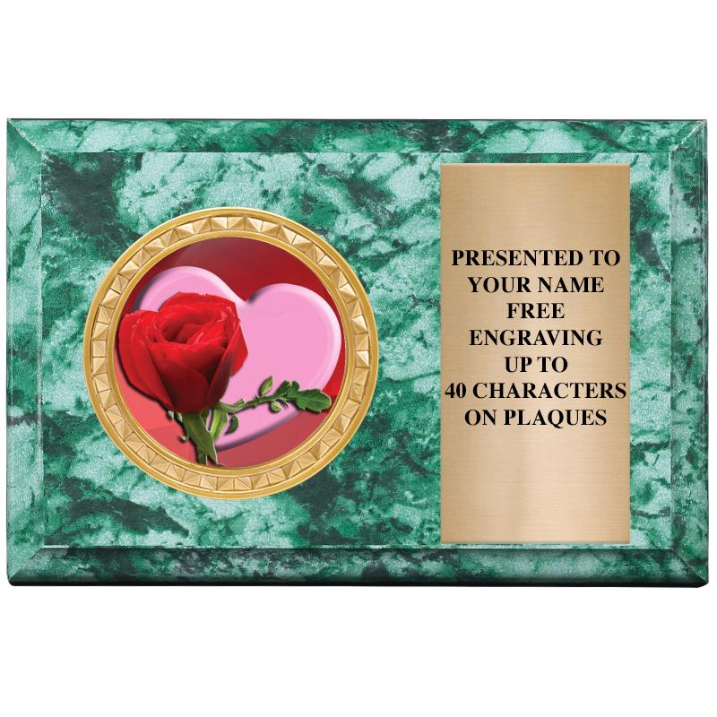 6" X 4" GREEN MBL INSERT PLQ