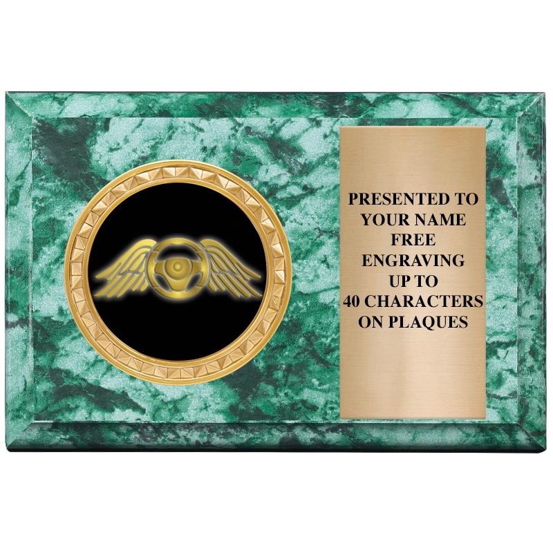 6" X 4" GREEN MBL INSERT PLQ