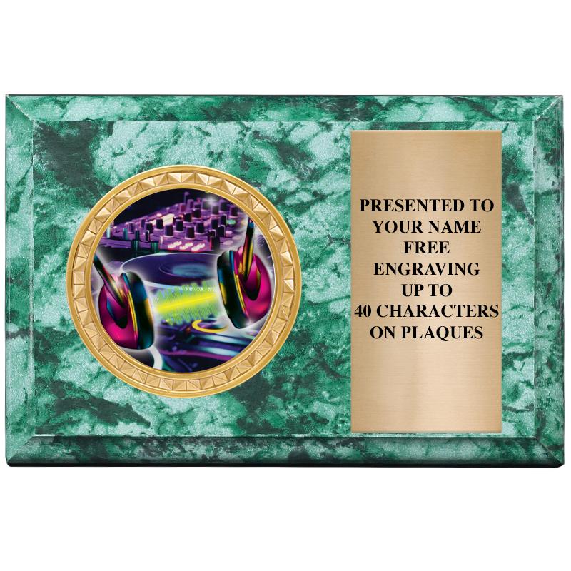 6" X 4" GREEN MBL INSERT PLQ