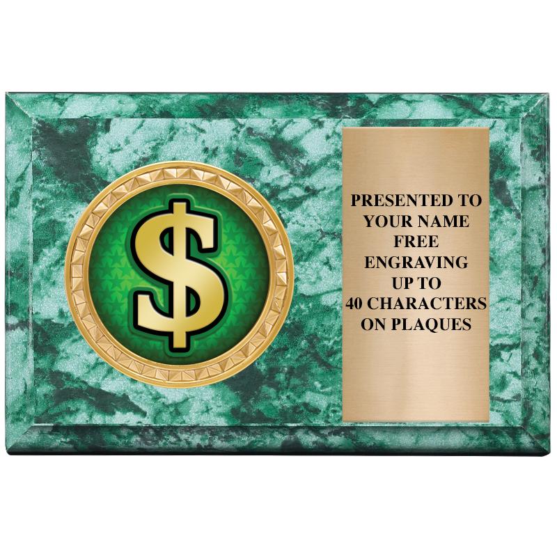 6" X 4" GREEN MBL INSERT PLQ