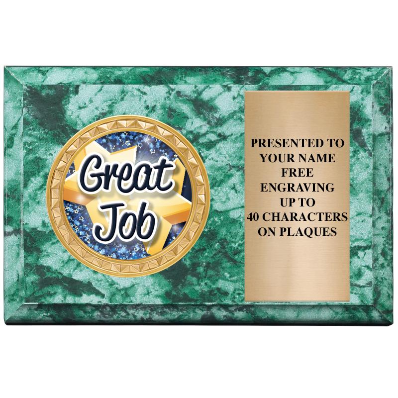 6" X 4" GREEN MBL INSERT PLQ