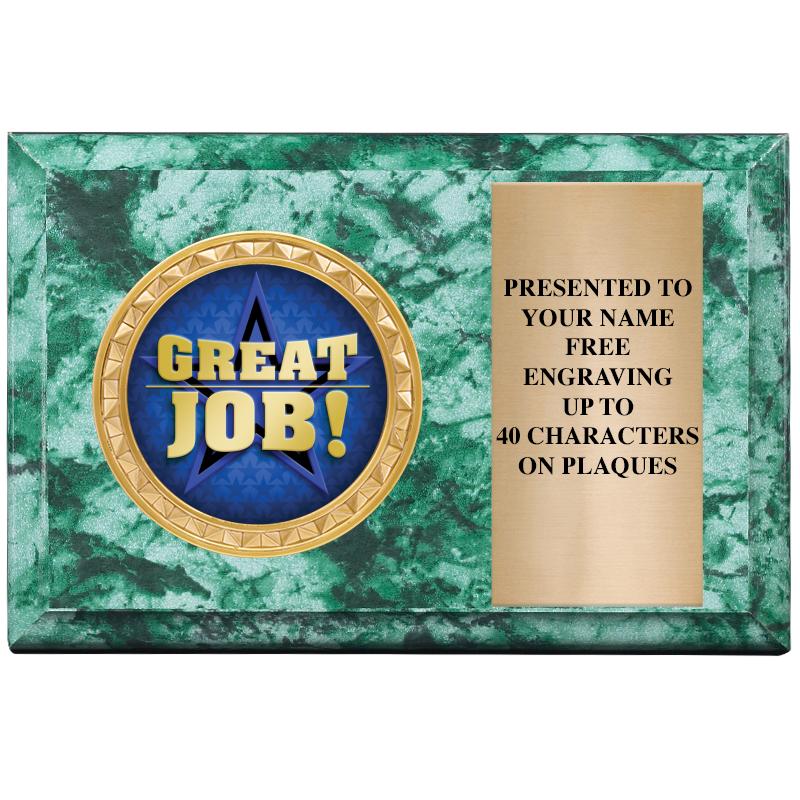 6" X 4" GREEN MBL INSERT PLQ