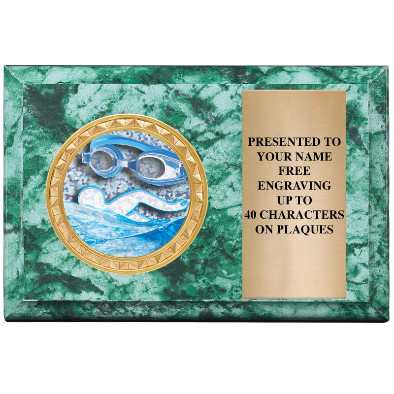 6" X 4" GREEN MBL INSERT PLQ