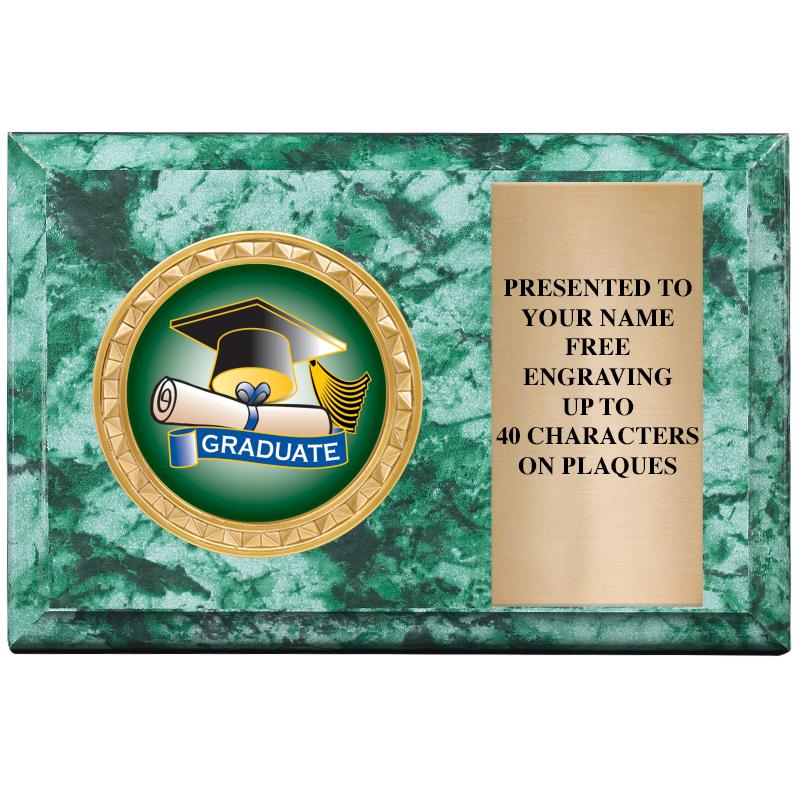 6" X 4" GREEN MBL INSERT PLQ