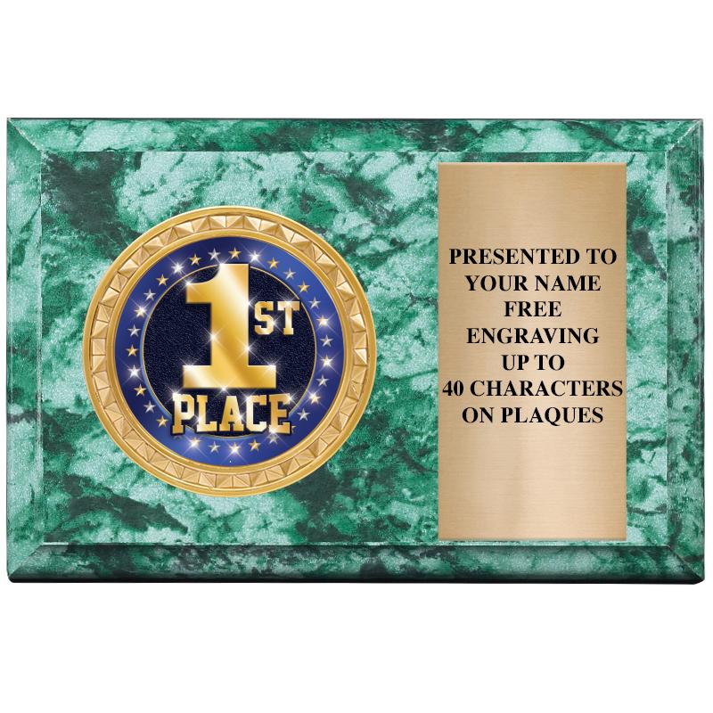 6" X 4" GREEN MBL INSERT PLQ