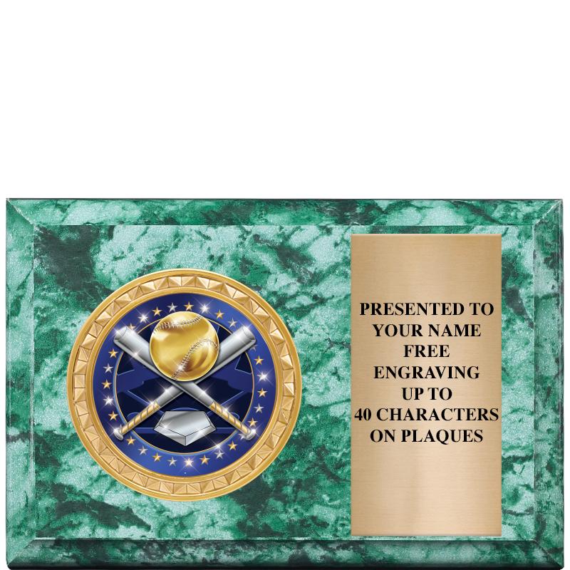 6" X 4" GREEN MBL INSERT PLQ