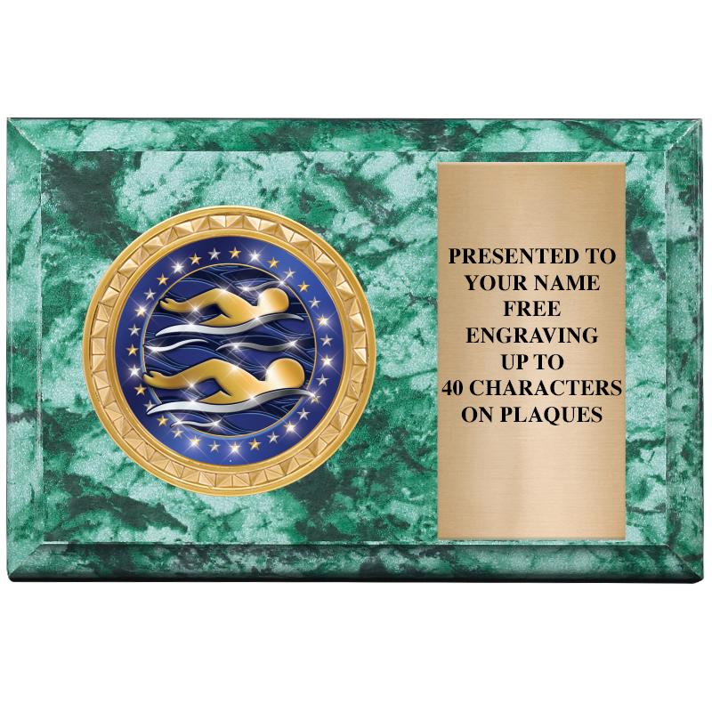 6" X 4" GREEN MBL INSERT PLQ