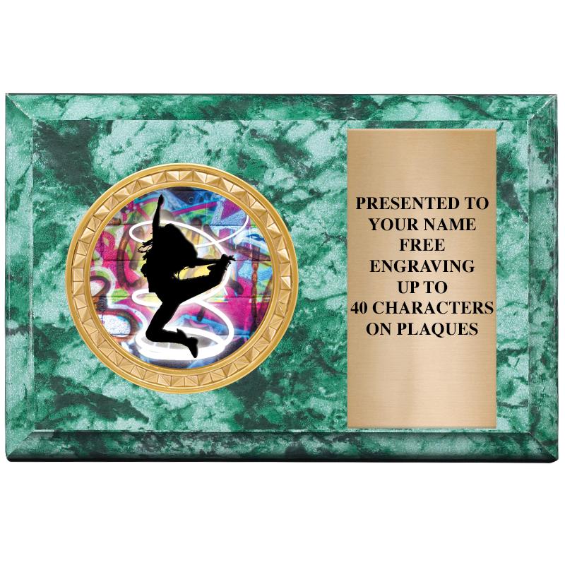 6" X 4" GREEN MBL INSERT PLQ