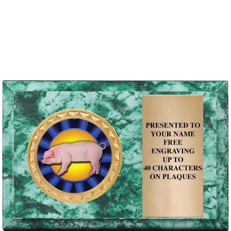 6" X 4" GREEN MBL INSERT PLQ