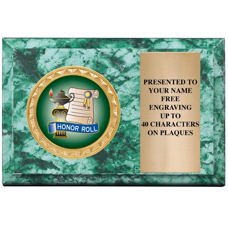 6" X 4" GREEN MBL INSERT PLQ